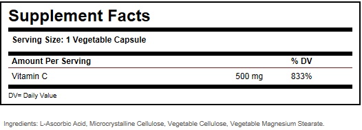 Solgar Vitamin C 500 mg Ingredients